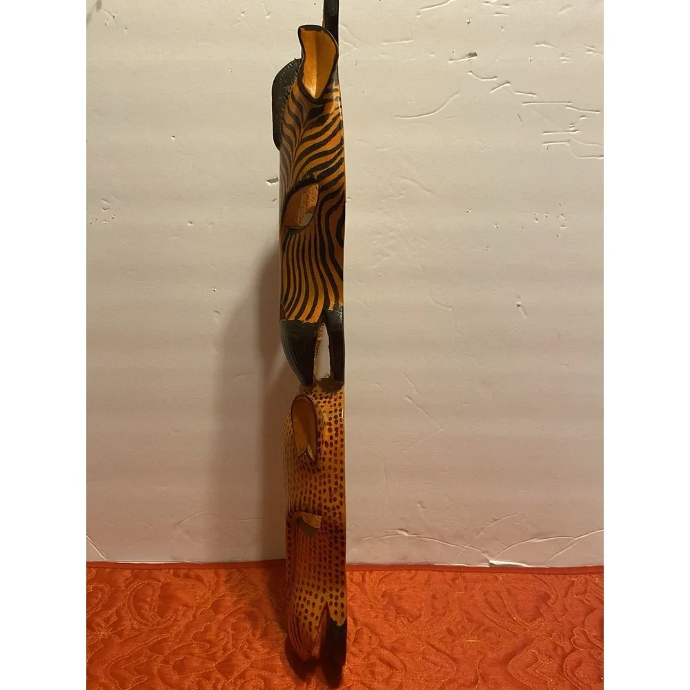 Wooden Hand Carved African Tribal‎ Masks. Zebra And Leopard 19